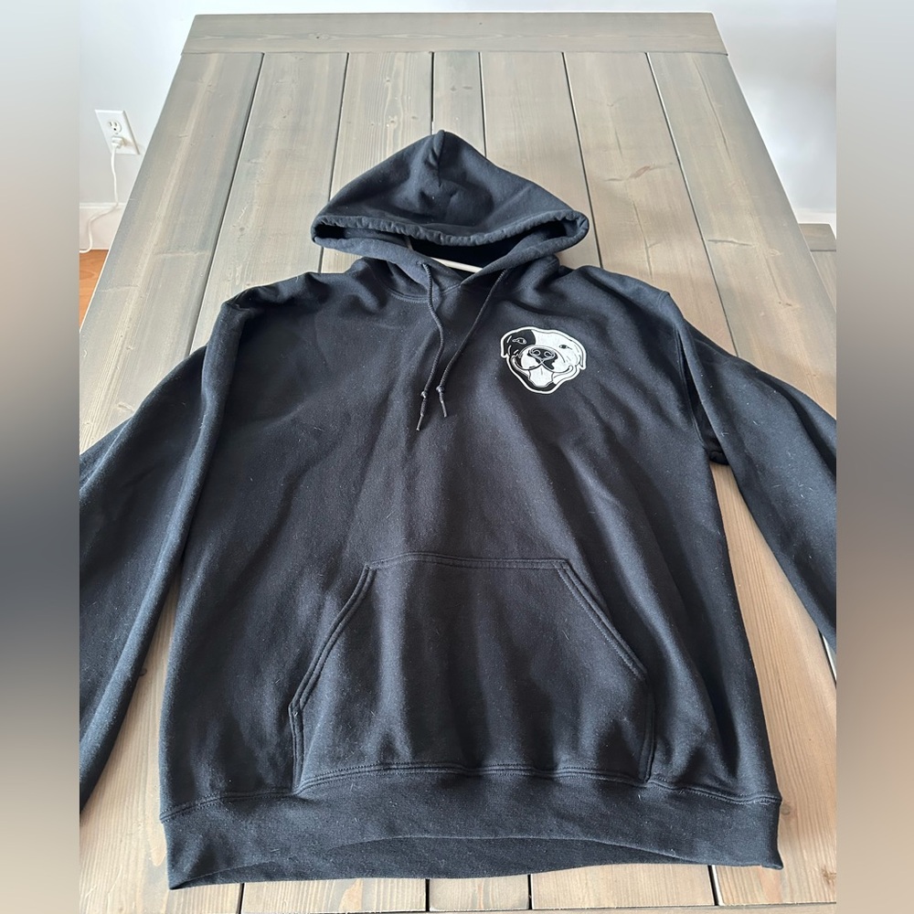 Gildan Black Unisex Hoodie with Pitbull / Dog Face Patch